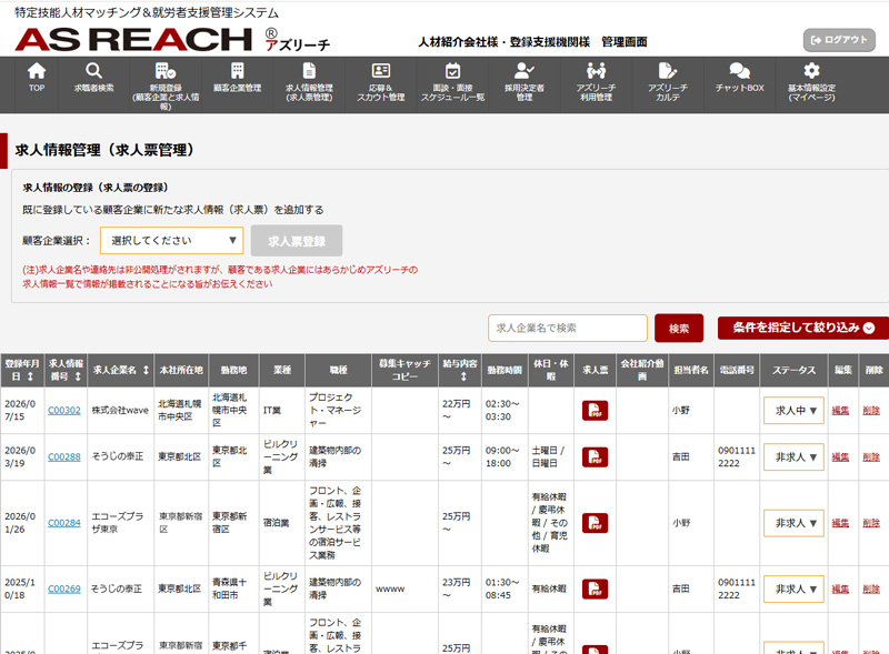 求人情報掲載